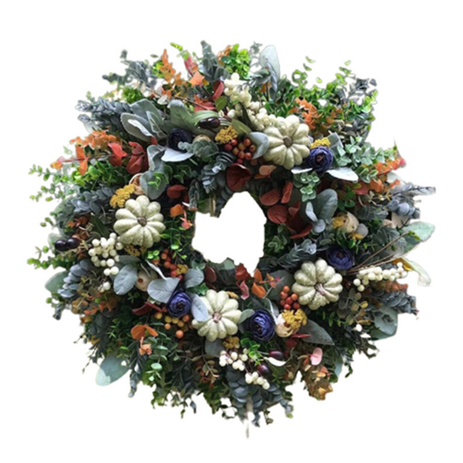 白いパンプキンリースドアハンガードアデコレーション