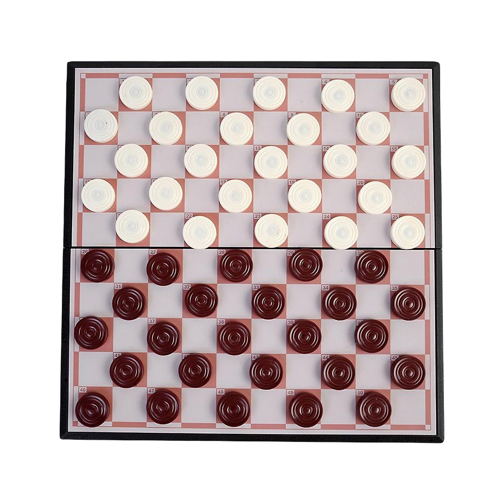 Plastic International Checkers Magnetic Chess Toy with Foldable Board Fun