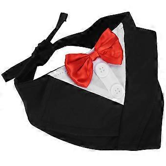 Pet Dog Suit Bandana Set Bow Tie Shirt for Formal Wedding Party for Large and Medium Dogs Red S