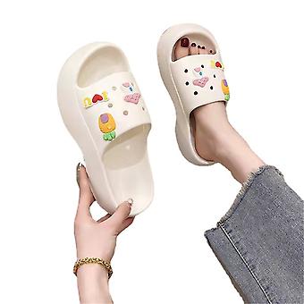 Leuke Cartoon Slippers Vrouwen Waterdichte EVA Zachte Casual Sandalen Dia's voor Beach Party Shopping White 36-37