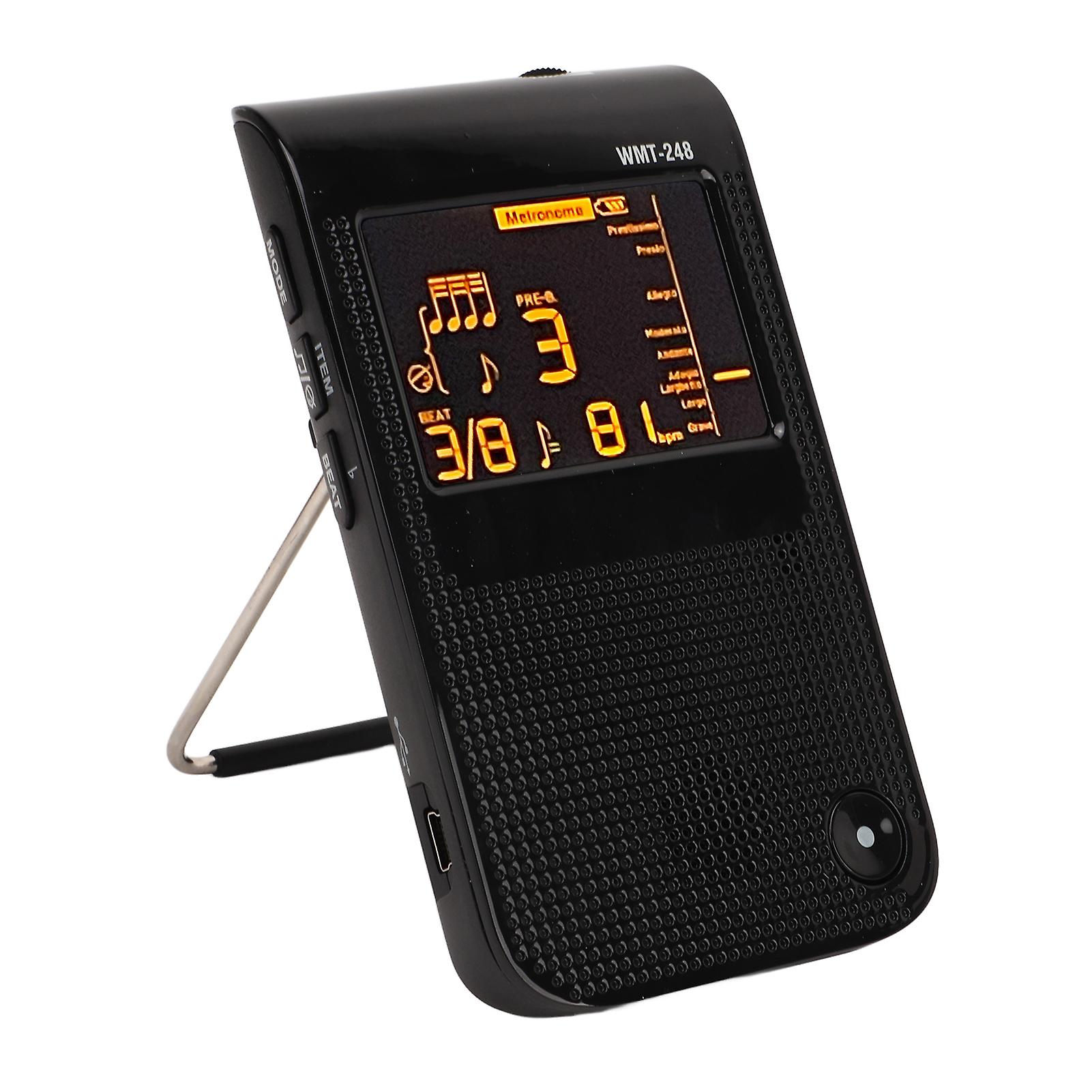 Metronome Tuner 3 in 1 USB Rechargeable Universal Digital Metronome Tuner Tone Generator for All Instruments Black 