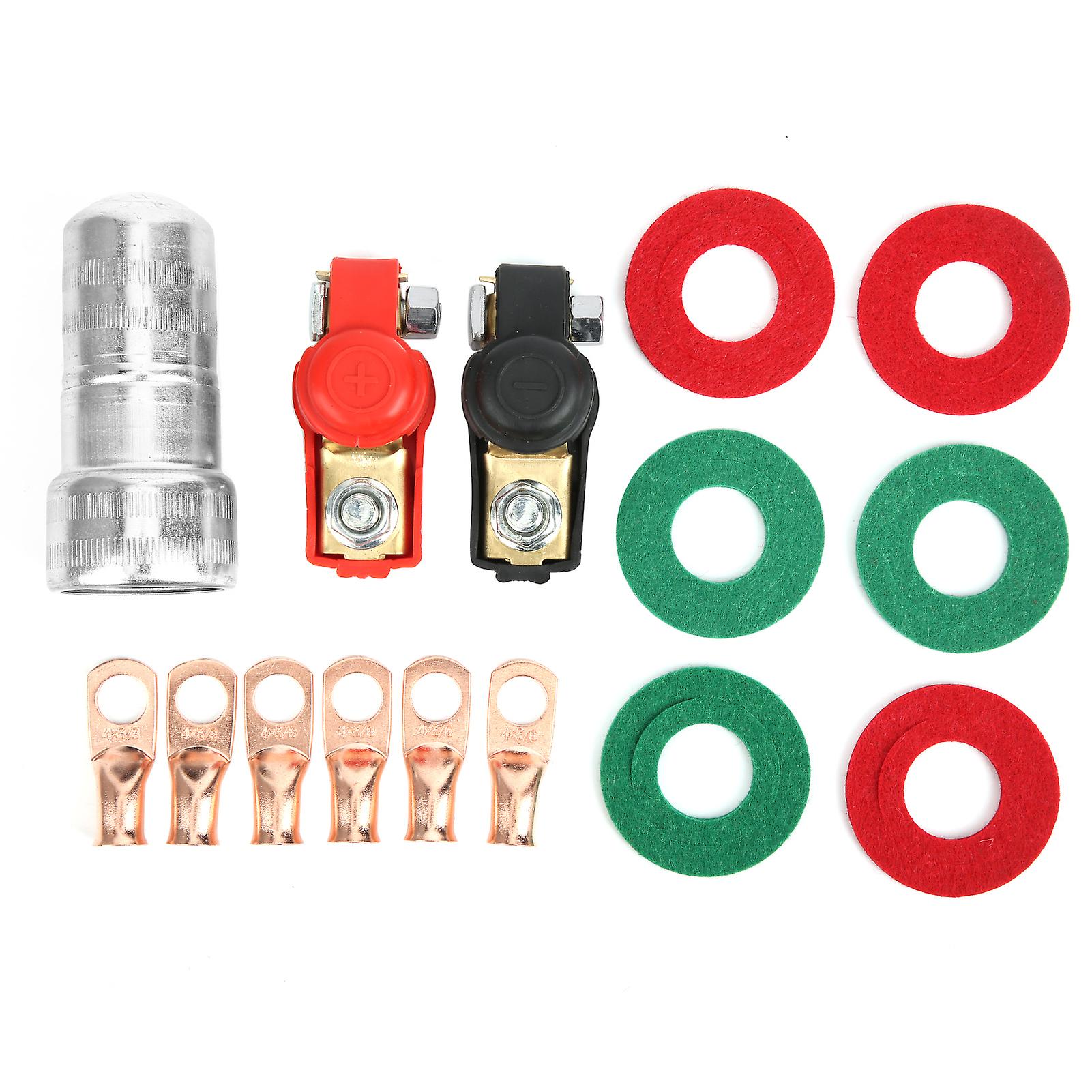 Copper battery terminal connectors kit for car with 6pcs rings
