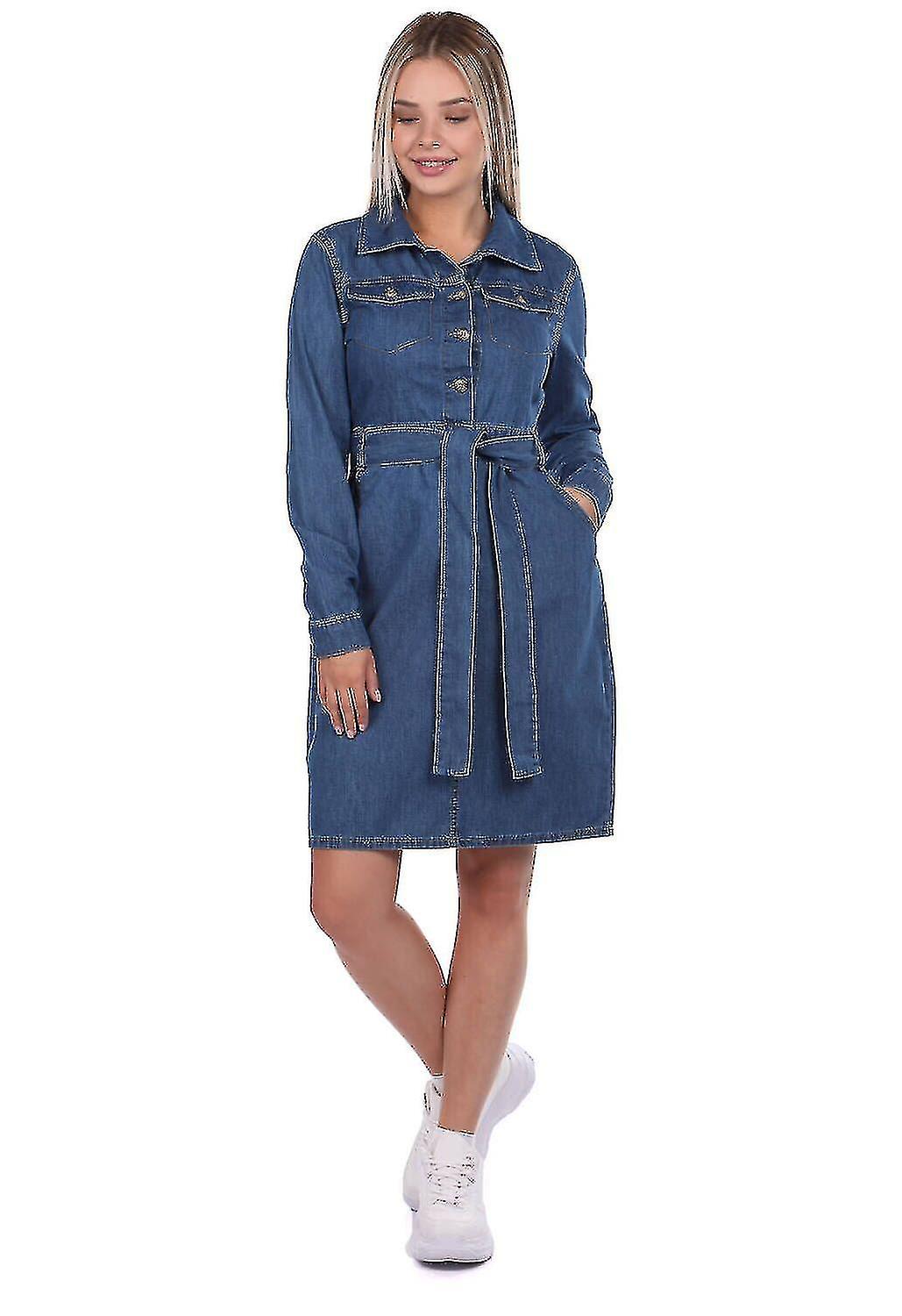 kvinners belte langermet kjole