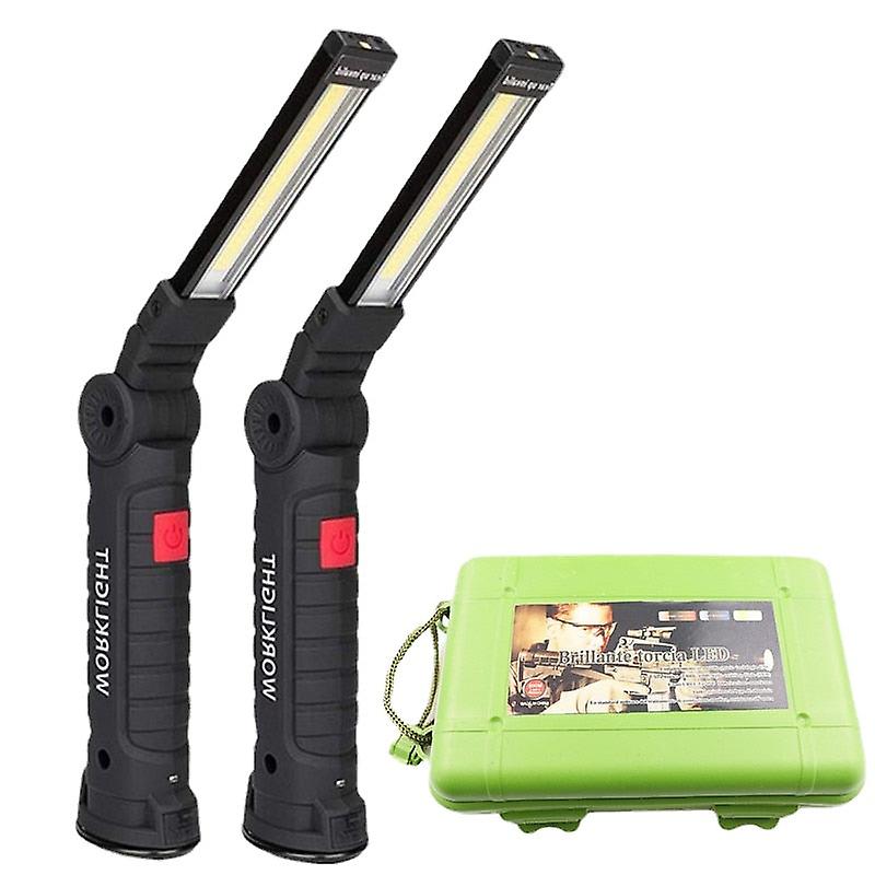 Usb Rechargeable With Built-in Battery Set Multi Function Folding Work Light Cob Led Camping Torch Flashlight