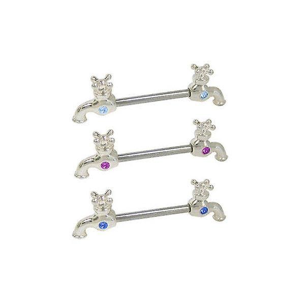 Faucet nipple rings surgical steel with cz jewels - 6 colors available
