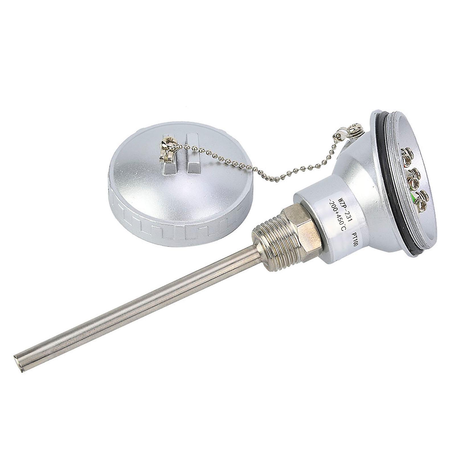 RTD PT100 Temperature Sensor Probe 1/2" NPT Thread Thermocouple Terminal Head(PT 100mm)