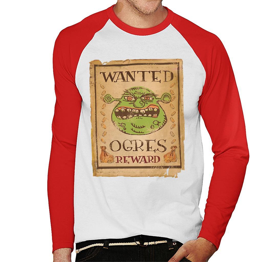 Shrek Wanted Ogres Reward Men's Baseball Long Sleeved T-Shirt