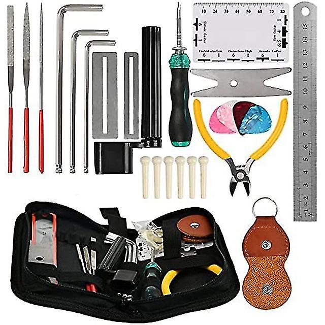 ערכות כלי גיטרה,28pcs תיקון הגדרות התאמות תחזוקה עם תיק נשיאה Diy עבור גיטרה חשמלית, Ukulele, בס בנג'ו