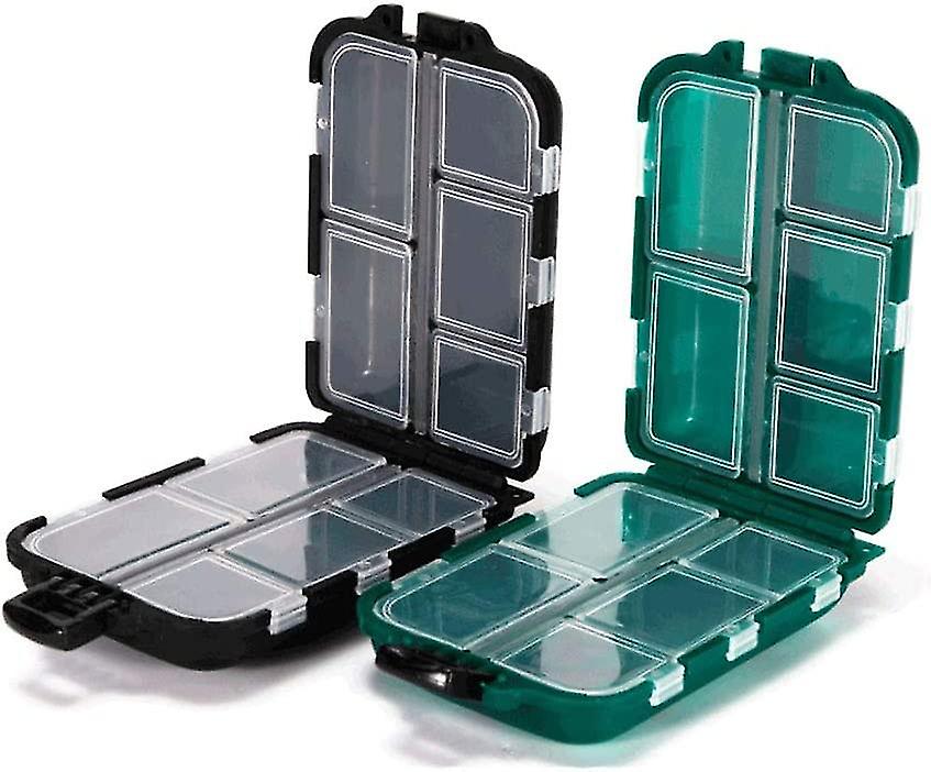 2pcs Small Waterproof Hard Fishing Tackle Box Lure Baits Containers Sinker 10 Compartments