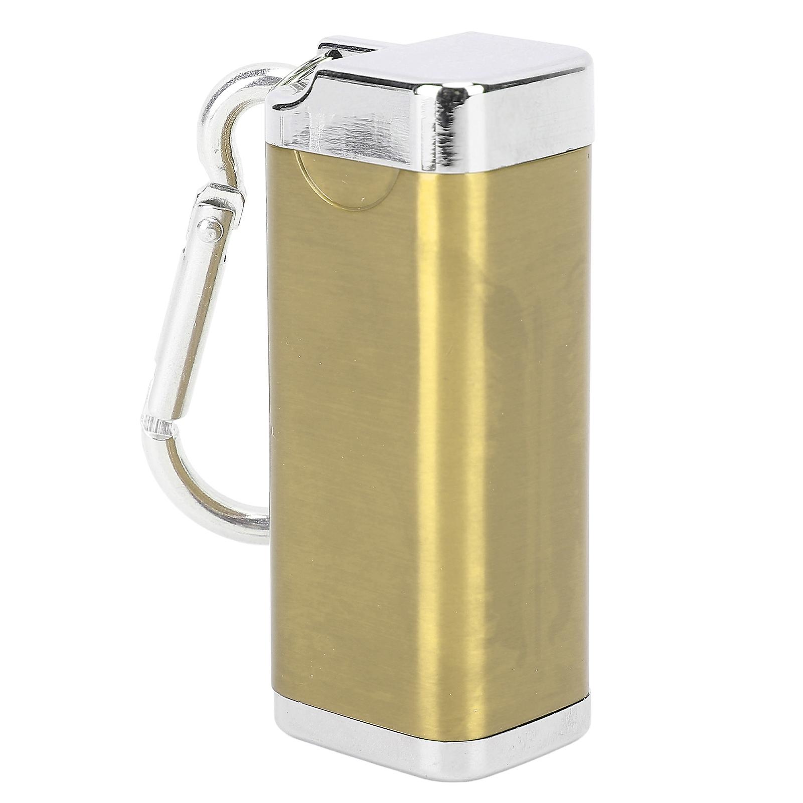 Portable Ashtray Stylish Mini Cuboid Aluminium Alloy Ashtray with Lid for Car Travel Gold