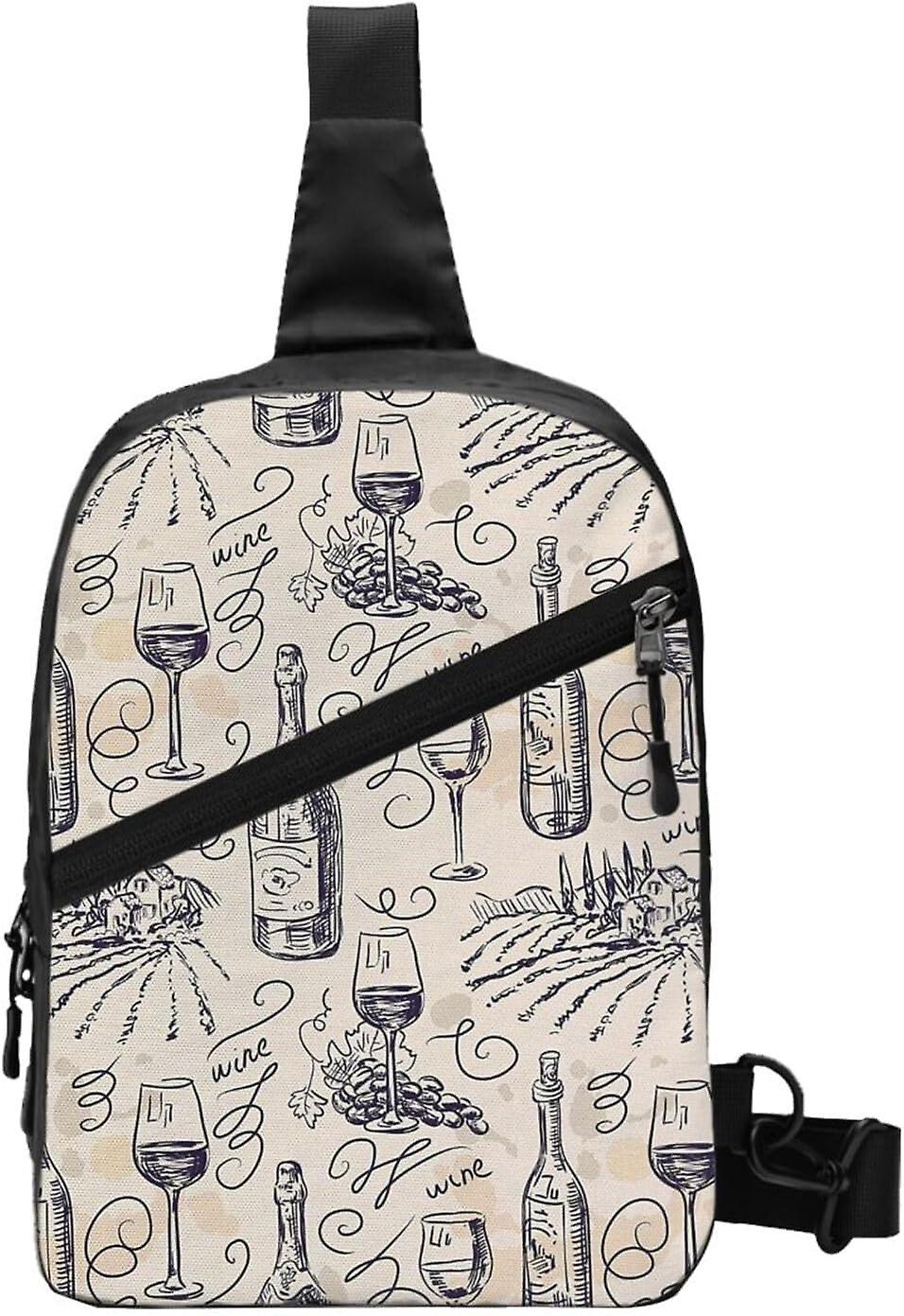 AK1264 יקב יין וייצור יין תיק קלע שדה ענבים תיק תרמיל גוף מתקפל חבילת חזה לגברים נשים, מתכווננת שמאל וימין S