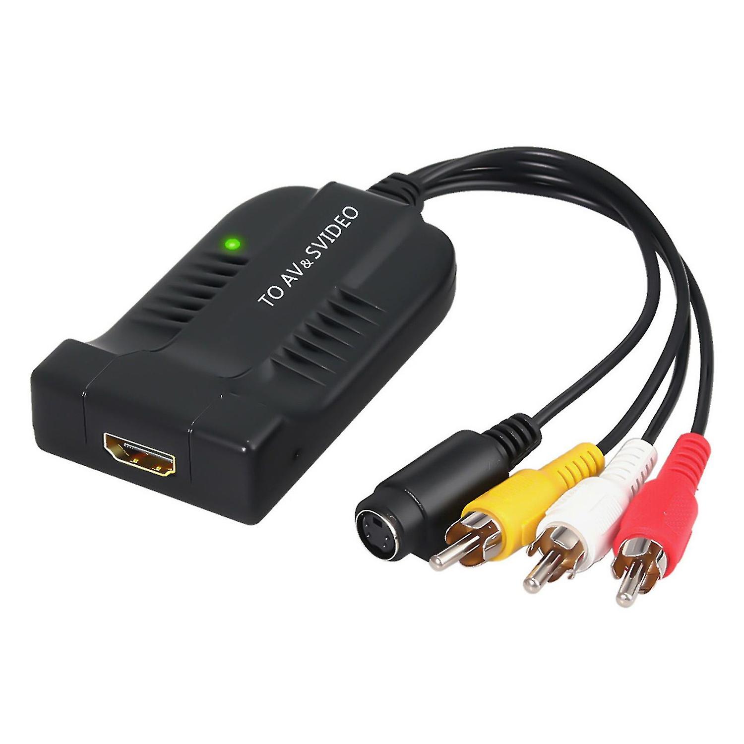 1080P HDMI-compatible to AV CVBS S-Video Dual Outputs Adapter Converter with LED Indicator