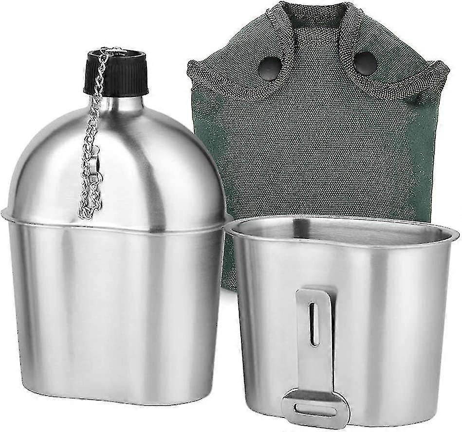 Katonai étkezde készlet 2db 1000ml 600ml rozsdamentes acél katonai étkezde csésze készlet fedőzsákkal kültéri kemping túrázáshoz Hátizsák