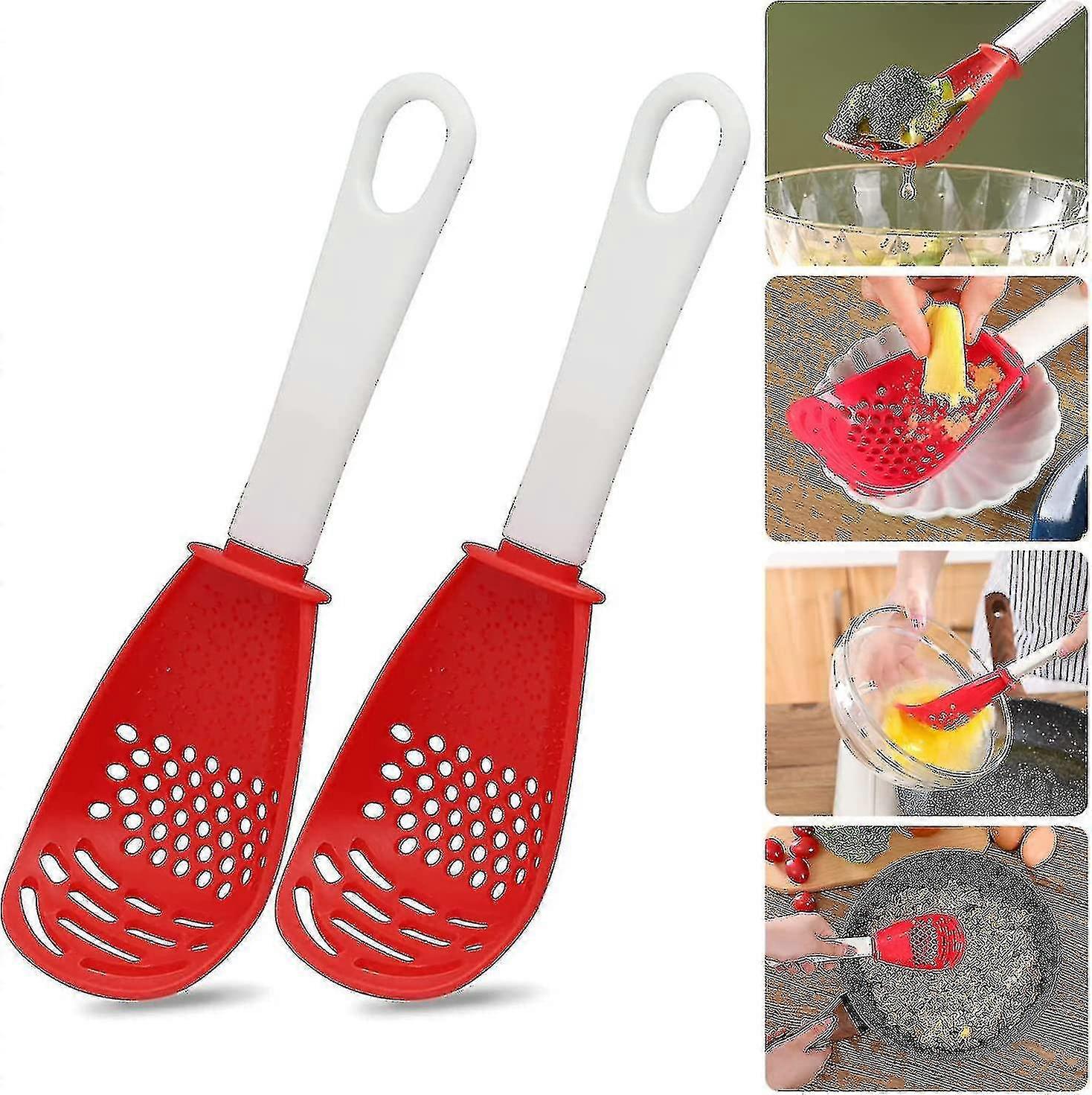 Multifunctional Cooking GadgetsKitchen ToolsEgg SeparatorCookingDrainingMashingGratingCooking Spoon (2pcs)