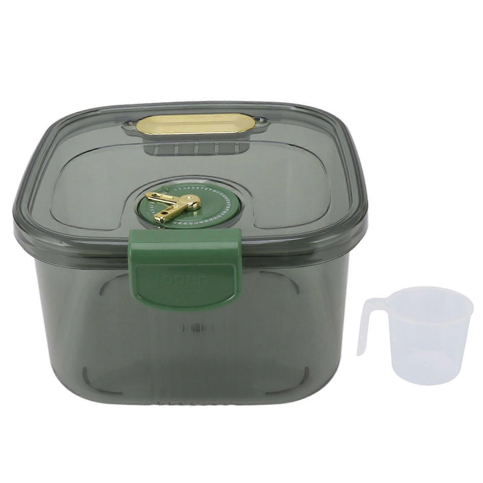 Airtight Rice Container Stackable Transparent Rice Bucket with Date for Grain Flour Snacks Sugar S 5kg/11.0lb Green