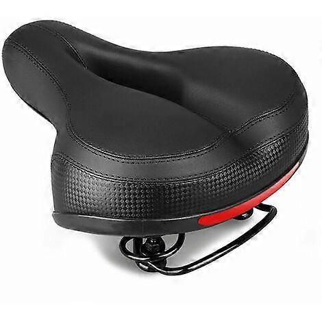 Selim de bicicleta de conforto maior 26 21 cm, selim MTB à prova de choque com design oco respirável, assento de bicicleta com faixa reflexiva, selim de gel à prova d'água para