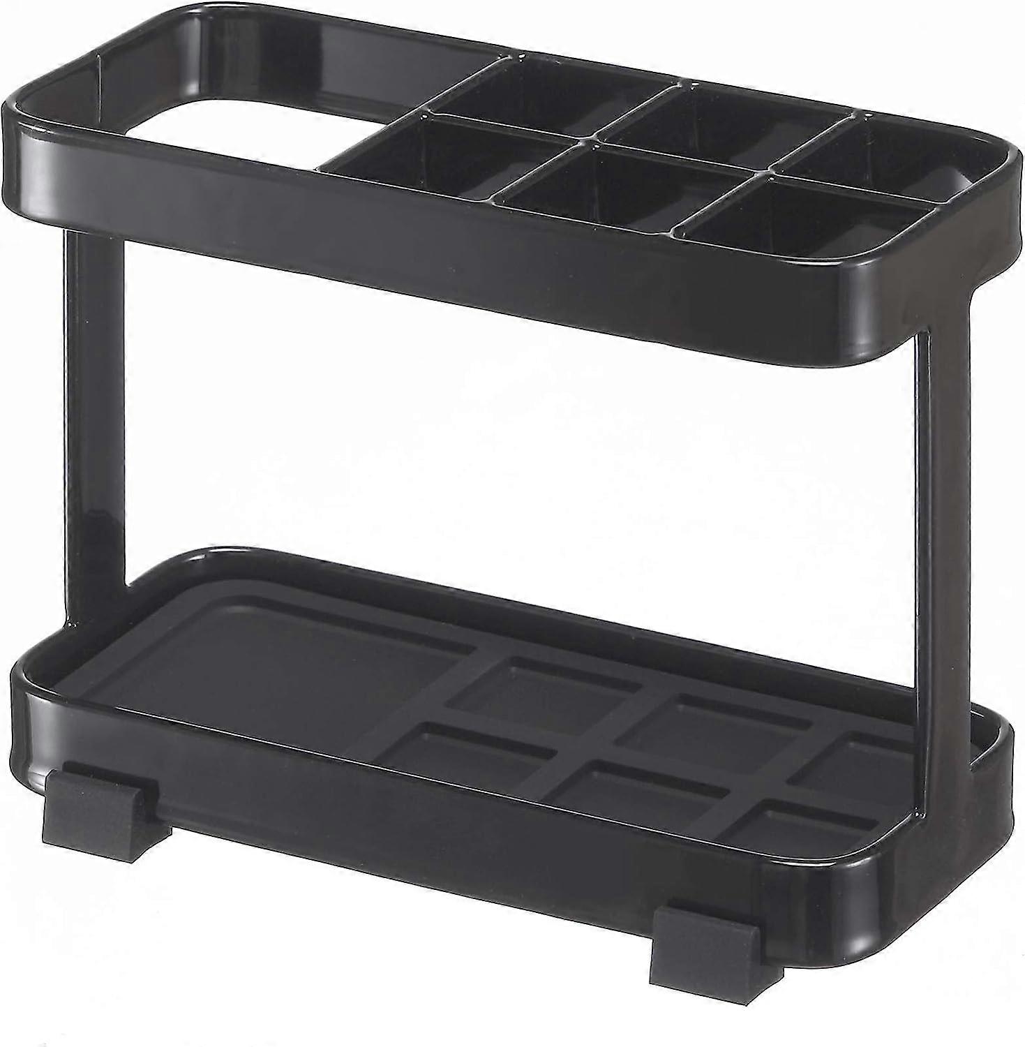 Bathroom Countertop Toothbrush and Toothpaste Holder, One Size, Black