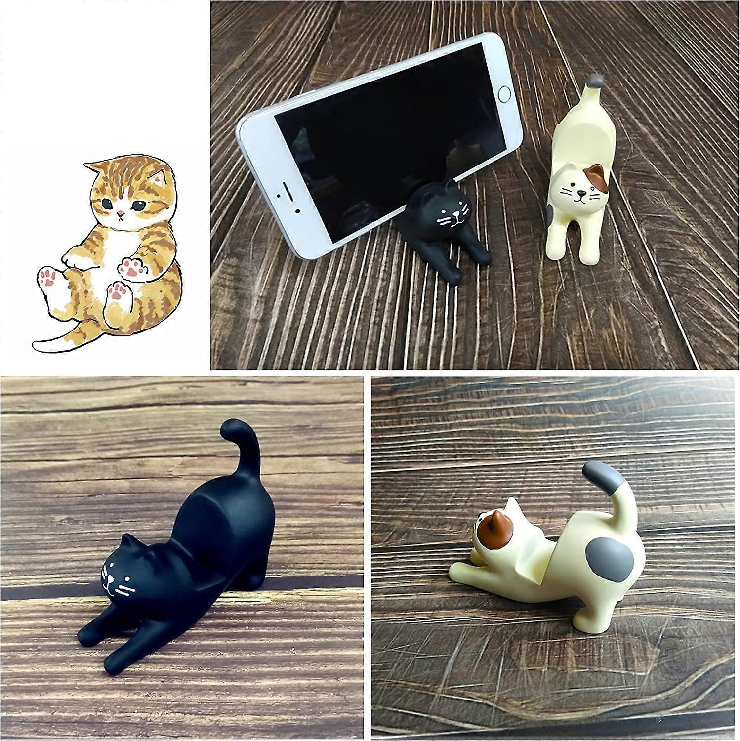Supporto Ad Anello Per Telefono A Forma Di Gatto, Impugnatura E Stand Per Smartphone, Adesivo Resistente, Accessorio Carino, Confezione Da 2