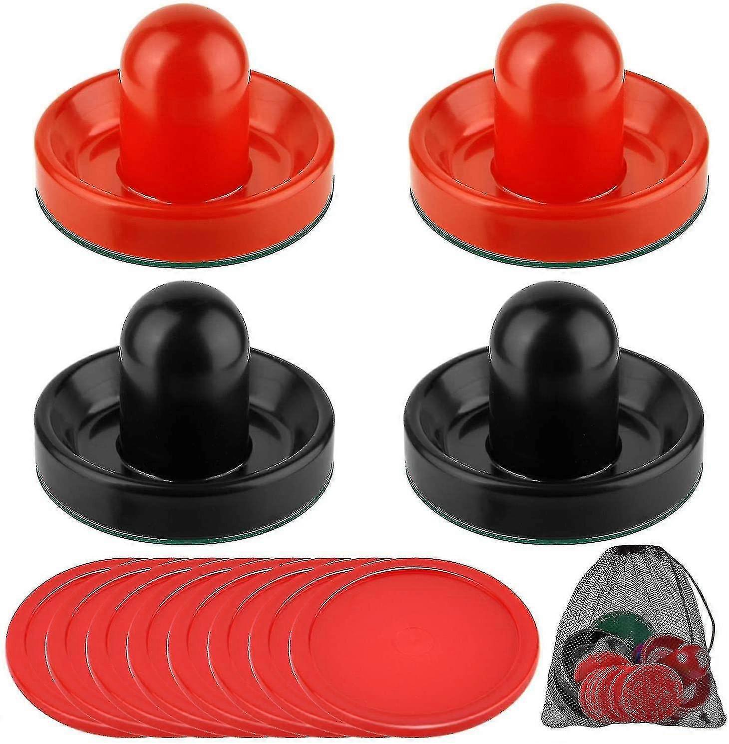 Ice Hockey Table Batting Booster For Game Table (4 Push Handles, 8 Pucks) (red) -NMAOV
