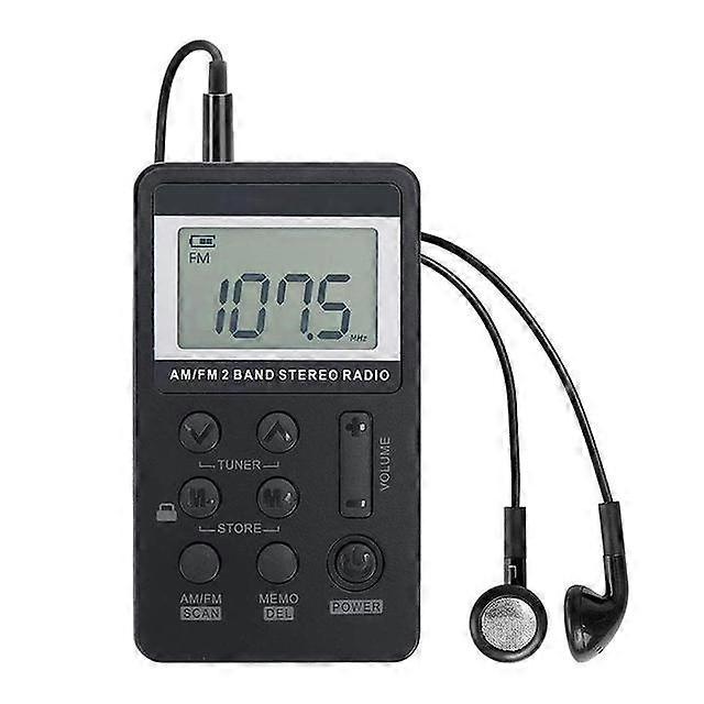 HRD-103 AM FM Digital Radio 2 Band Stereo Receiver Portable Mini Pocket Radios With Headphone 1.5in LCD Screen For Running