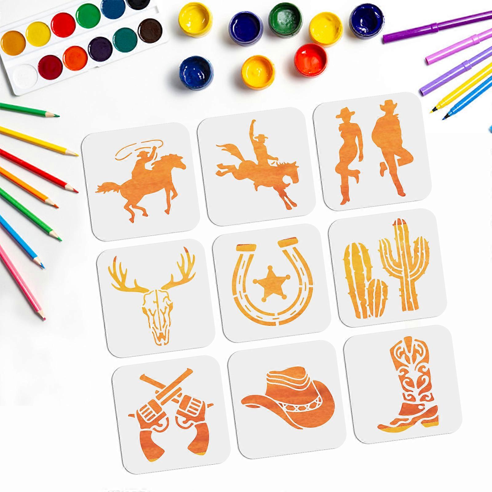 Western Cowboy Theme  Pattern Decoration Template Reusable PET Plastic Stencil