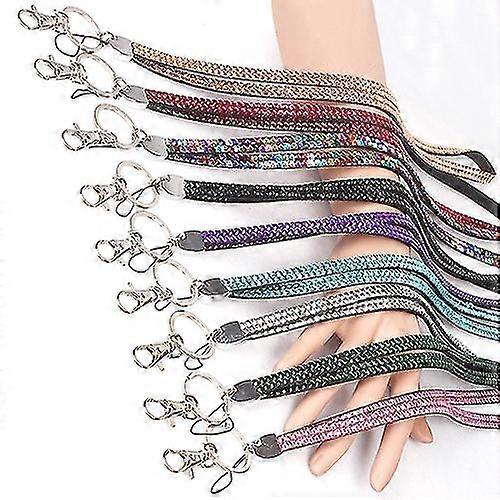 Luxury Strass Bling Shiny Custom Lanyard Id Badge Portable Phone Key Holder Ring