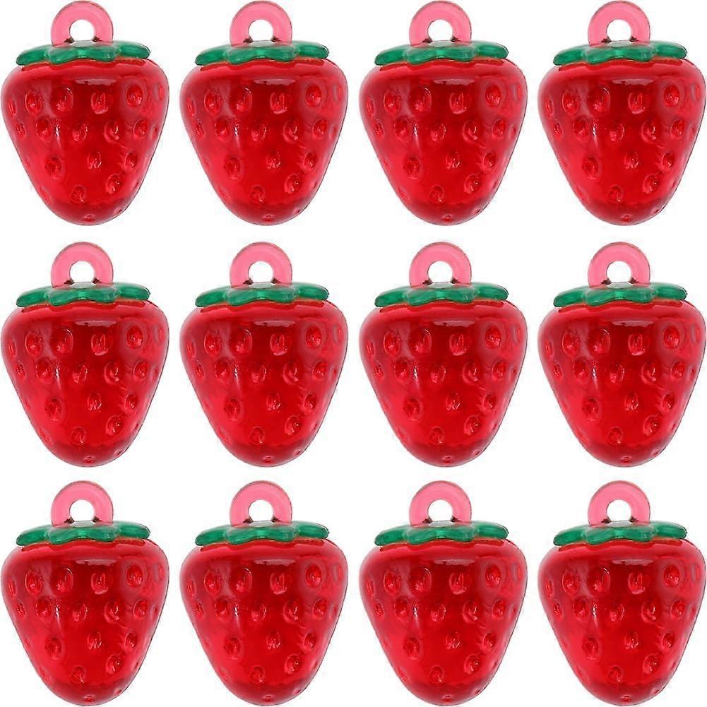 1 Box 24Pcs Resin Strawberry Charms Bulk Strawberries Charm Red Simulation Berry Transparent Cute Small 3D Fruit Charm for Jewelry Making Charms Suppl
