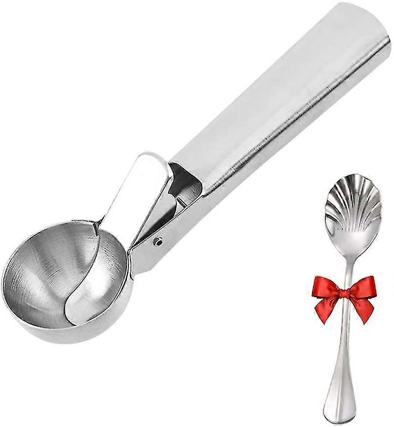 Eisportionierer, Eislöffel aus Edelstahl, Eislöffel mit Auslöser