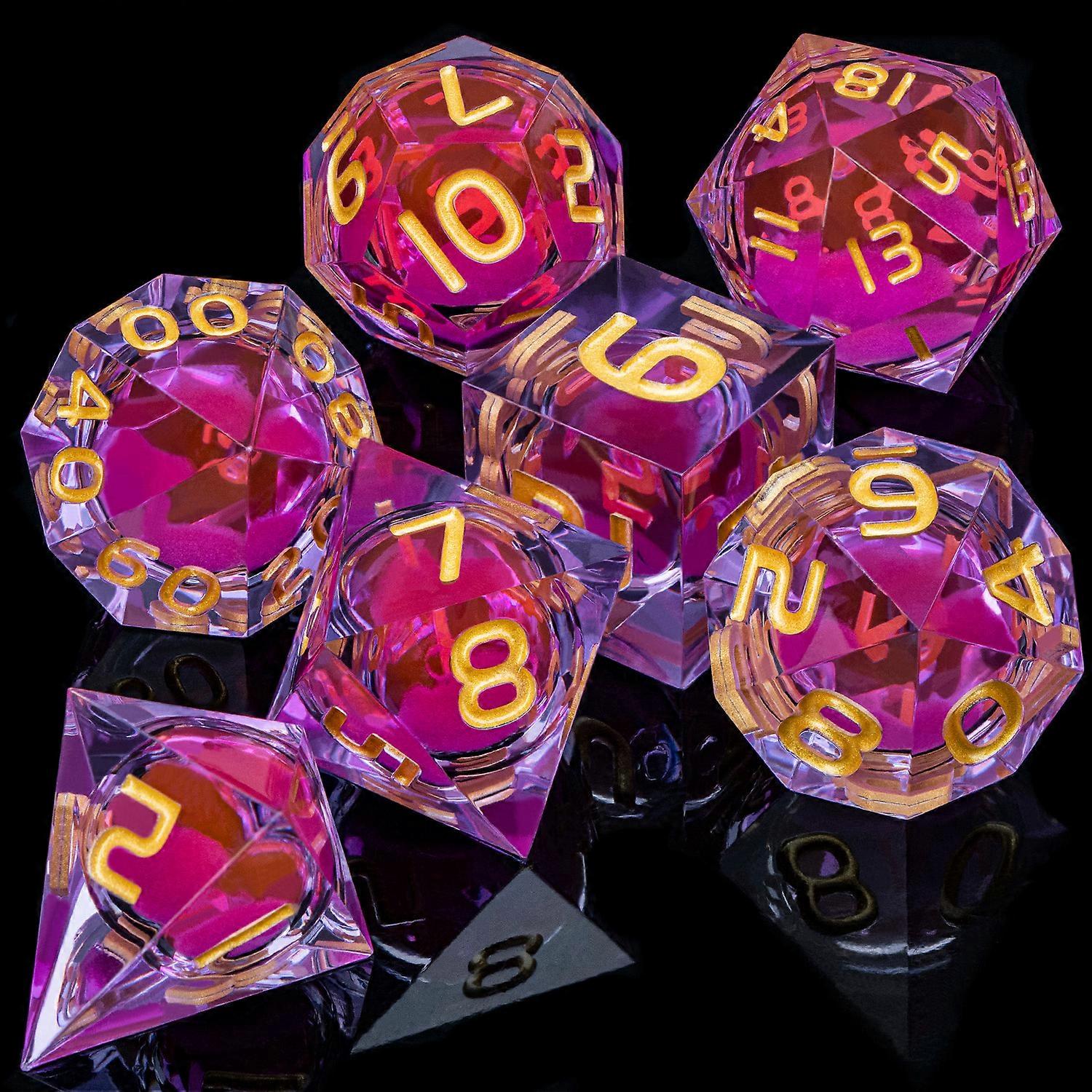 مجموعة النرد من Liquid Flow Core & Liquid Flow Eye Circle Sharp Edge Polyhedral Ds لألعاب تقمص الأدوار Dnd Dungeon و Dragon Pathfinder