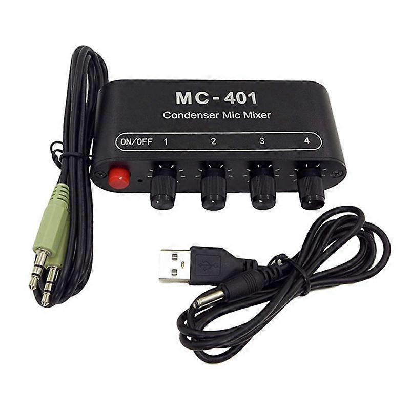 New Mini Audio Mixer Condenser Microphone Mixer Four-In-One Microphone Amplifier for Computer Mobil