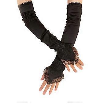  Women Long Gloves Half Finger Mesh Mittens Fancy Make Up Halloween Gloves