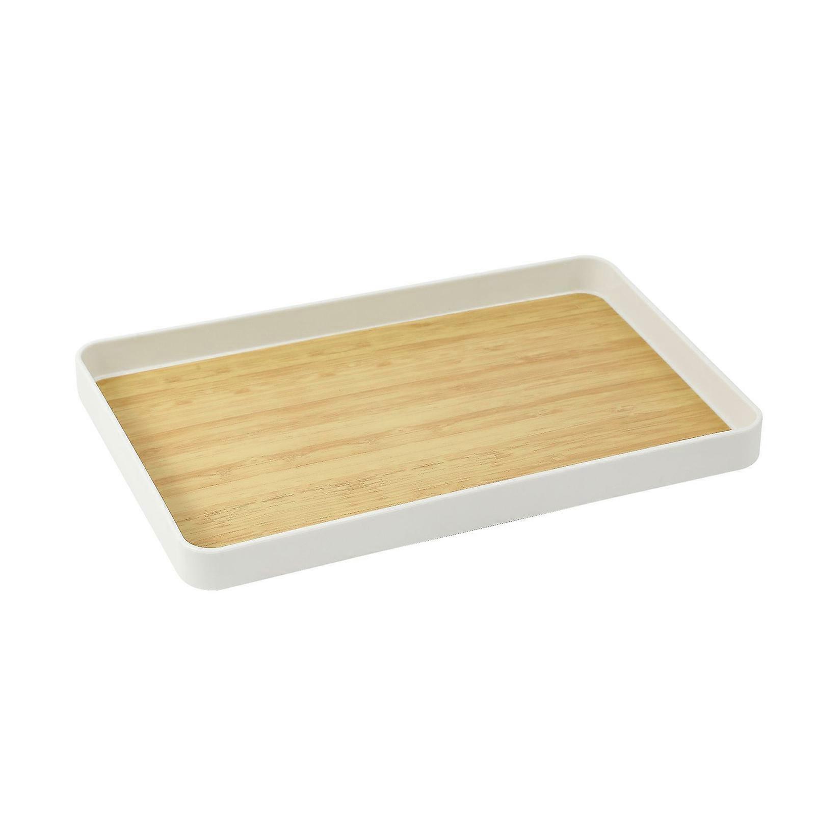 Wood Pattern Tea Cup Tray Modern Anti-slip Rectangle Heavy Duty PP Multi-functional Fruit Serving Tableware Storage Organizer Holder Rack Kitchen Supp