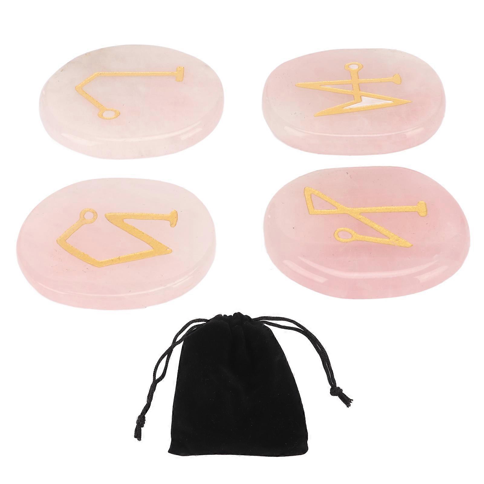 Rune Stones Portable Healing Crystal Chakra Stones Witch Rune Stone for Reiki Balance Meditation Pink