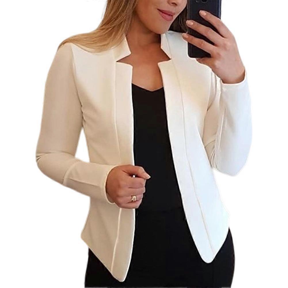 Womens Casual Lapel-Collar Blazer-Jacket Long Sleeve Solid-Color Office Lady Comfort Suit Coat-Blazers