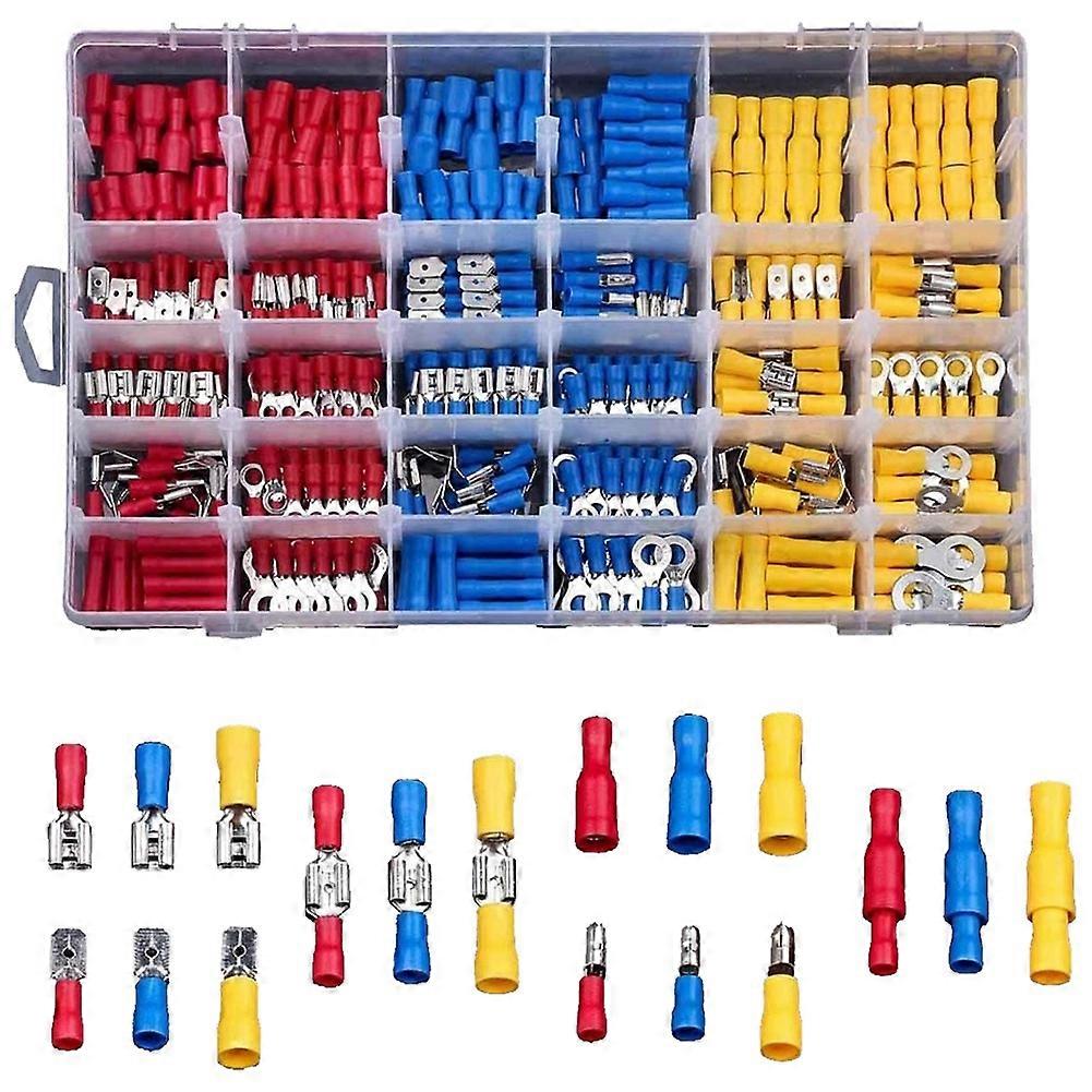 480Pcs Spade Terminals Insulated Cable Connector Electrical Wire Crimp Butt Ring Fork Set Ring Lugs