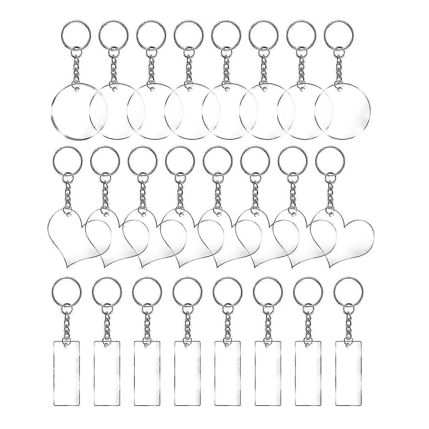 72pcs Acrylic Keychain Blanks With Key Chain Rings, For Diy Keychain