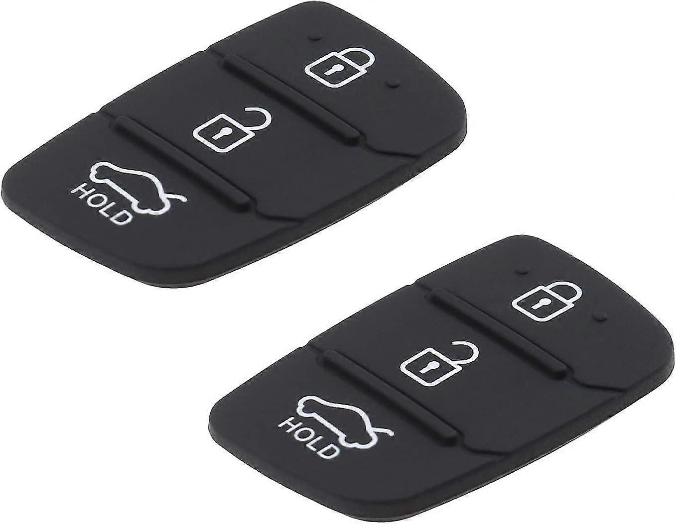 2 Pack 3-button Rubber Key Pads Black Button Pads For Crday Auto Car Smart Remote Key
