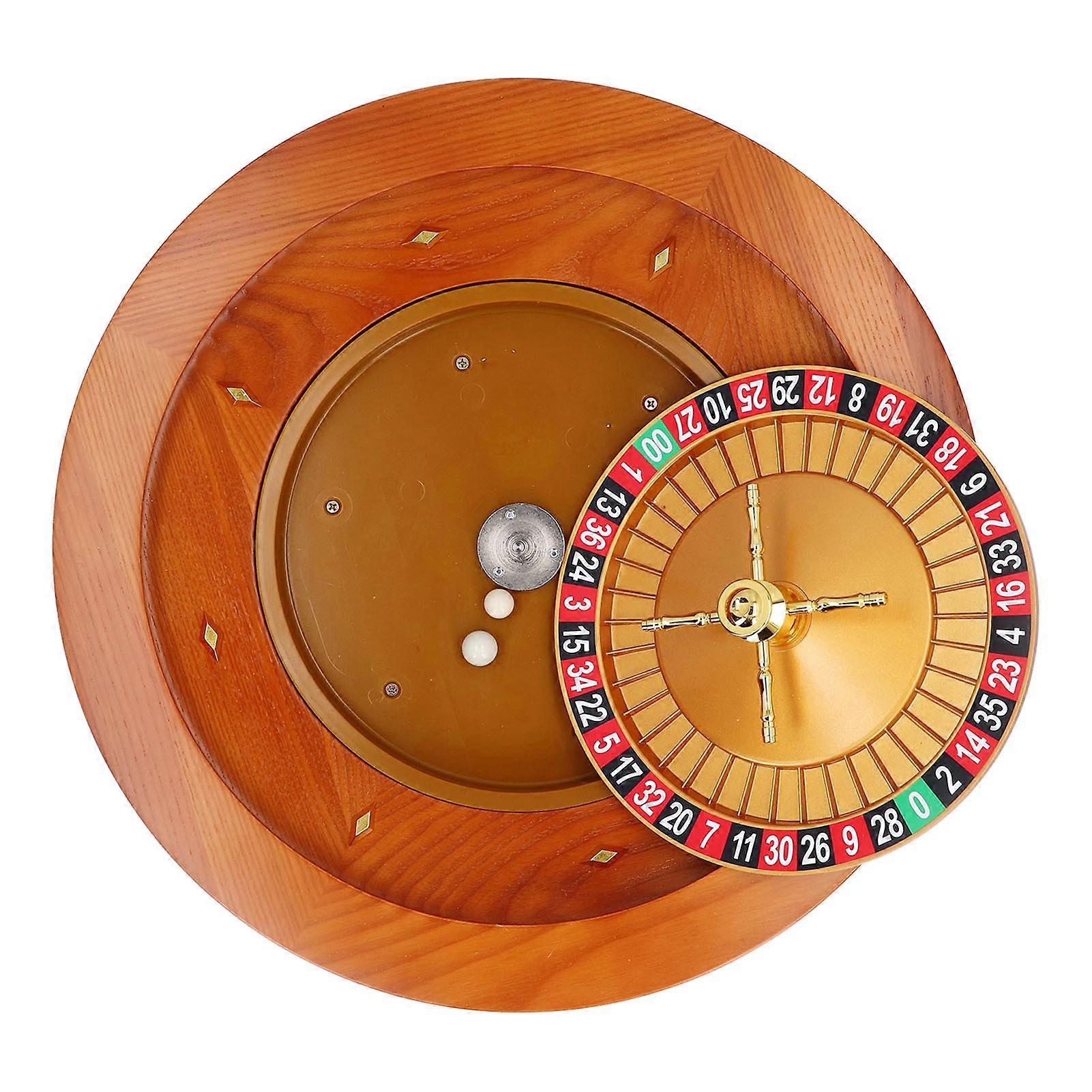 45cm Ξύλινος Τροχός Παιχνιδιού Σετ με 2 Επαγγελματικές Μπάλες Double Zero Ξύλινος Τροχός Παιχνιδιού Σετ