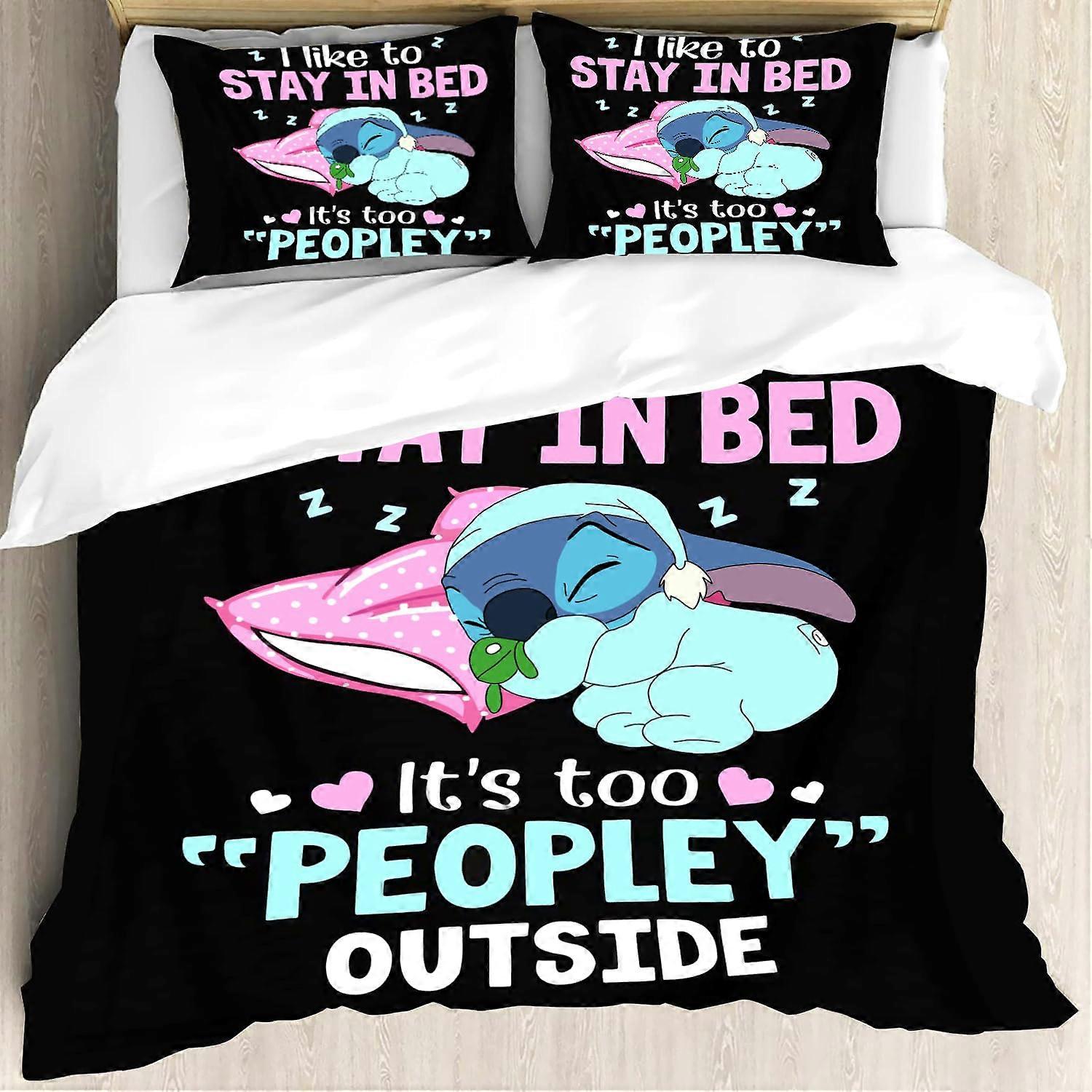 a2005 Stitch Bedding Duvet Cover, Anime Bedding Sets, 3D Impresso Leve 3 Peças Conjuntos de Capa de Edredom com 1 Capa de Edredom e 2 Fronhas de Travesseiro