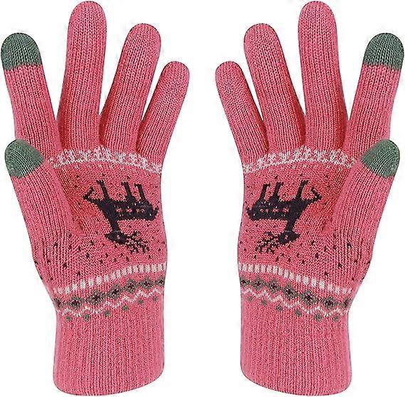 Winter Touch Screen Gloves  Snow Flower Printing Keep Warm for Wo