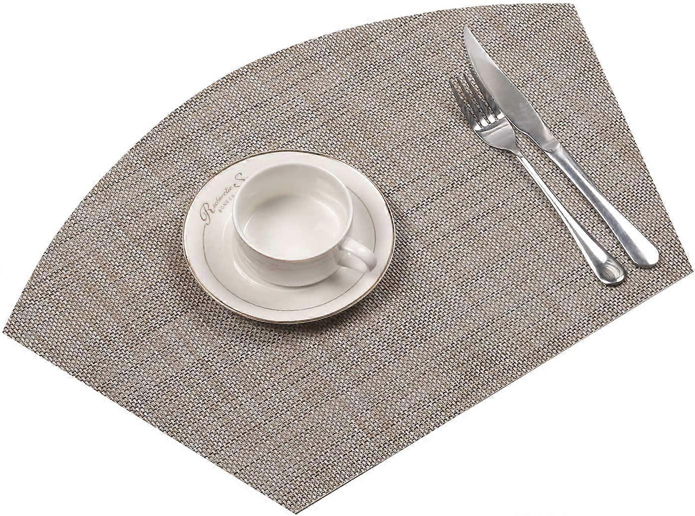 6 Tovagliette Rotonde A Cuneo In Ecopelle - Reversibili, Resistenti Al Calore (80°C), Lavabili, Blu/giallo, Per Tavolo Da Pranzo