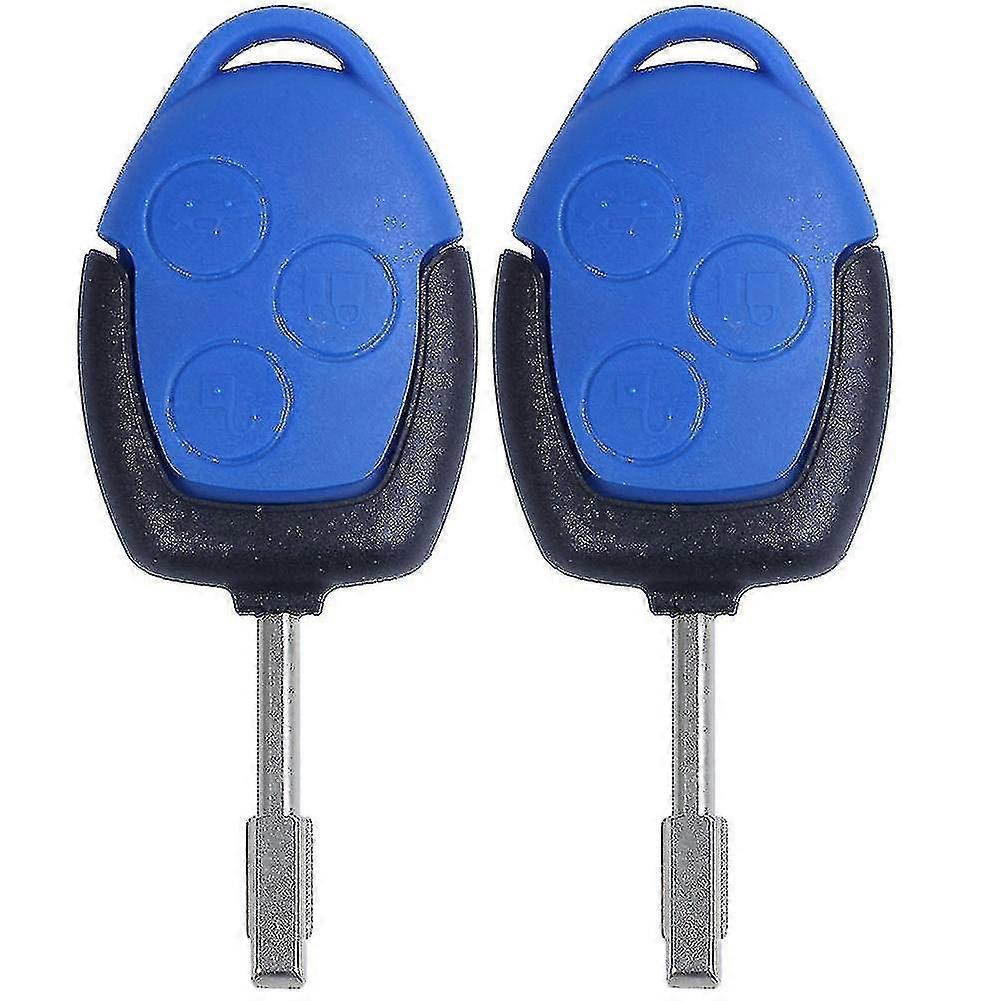 3 Button Key Remote Control Body & Keys For Ford Transit Blue