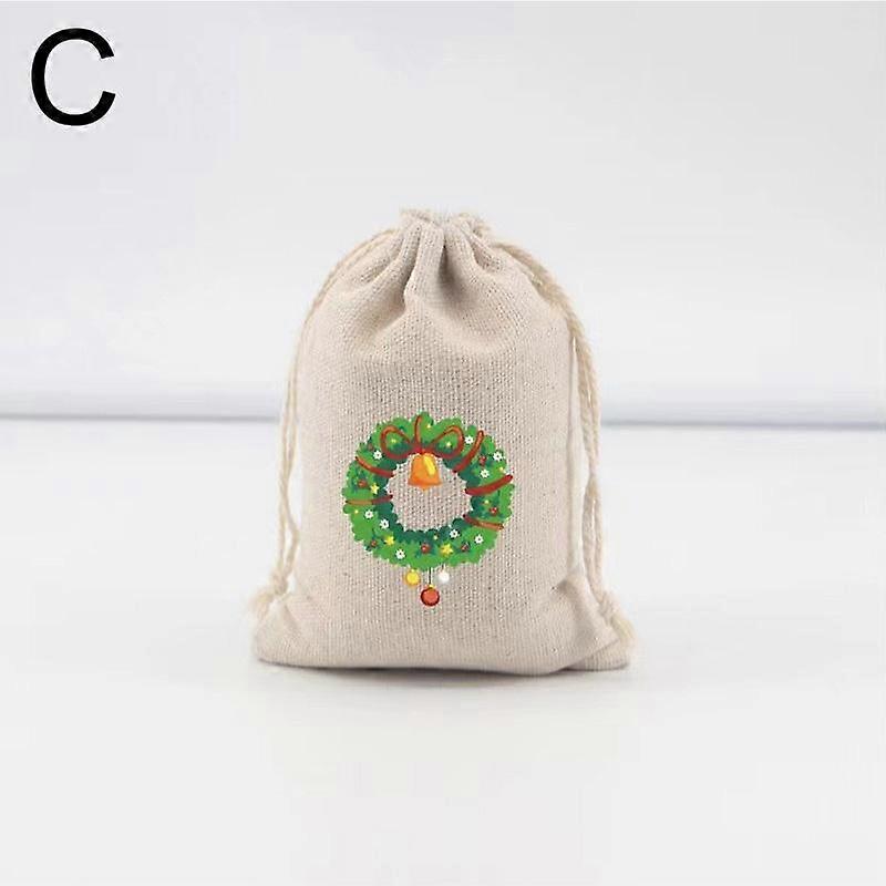 Christmas Linen Bag Candies Drawstring Gift Storage