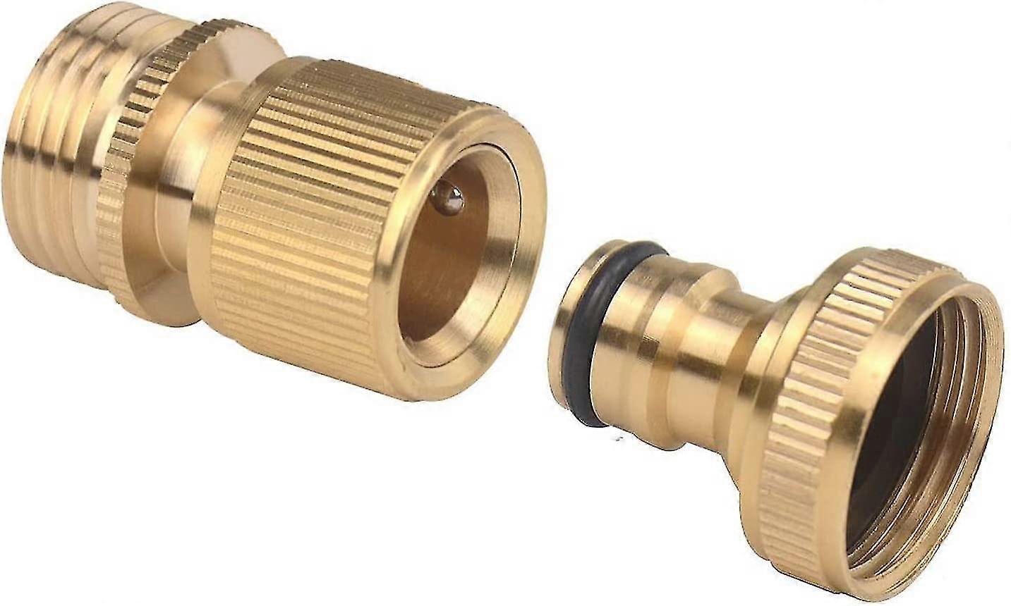 Garden Hose Quick Connect 3/4" Garden Hose Fitting Brass Quick Hose End Connector Nozzle Kit - Male And Female (1 Pair)