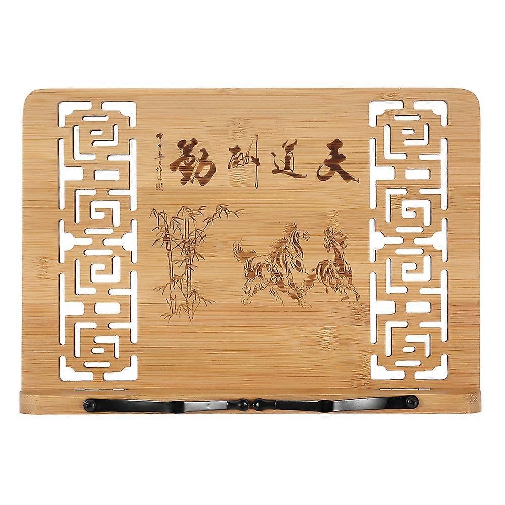 Hollow Carved Adjustable Bamboo Book Stand Reading Textbook Holder