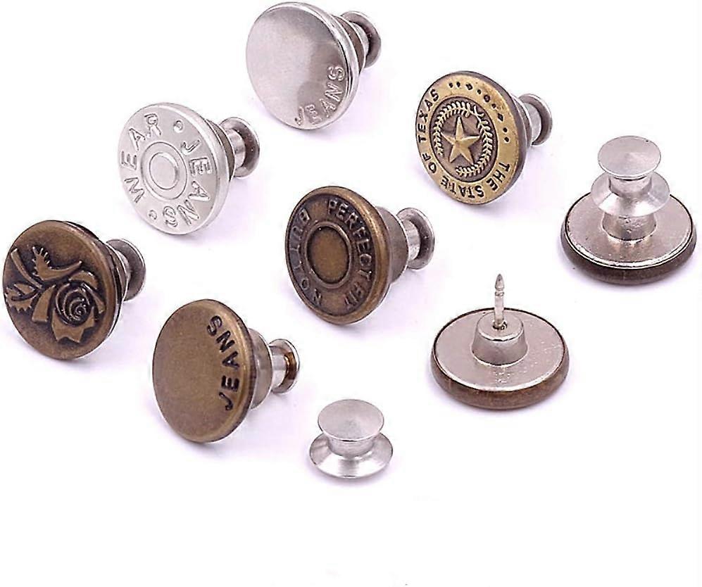 8 Sets Adjustable Jeans Buttons - 1-Inch Instant Waist Button for Pants