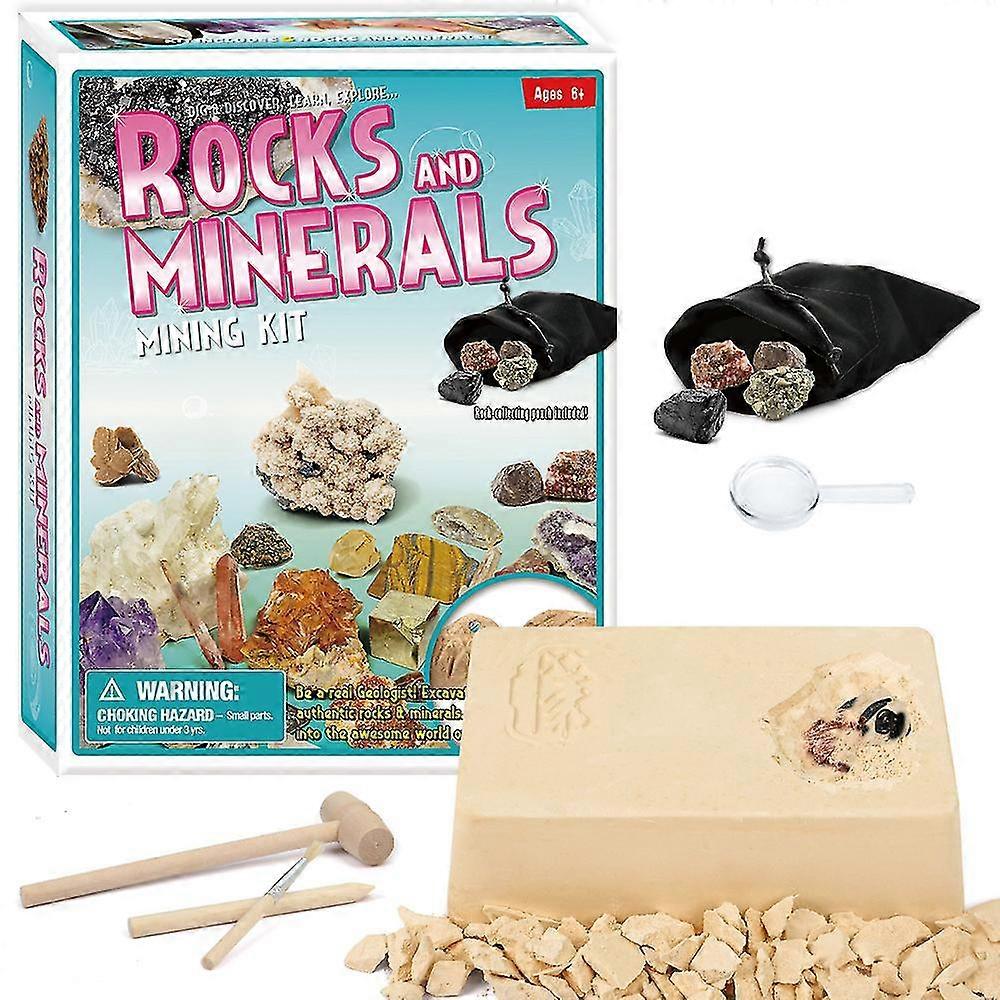 crystal mining kit, simulated gemstone dig kit with dig brick including random style crystal stones and mining tools