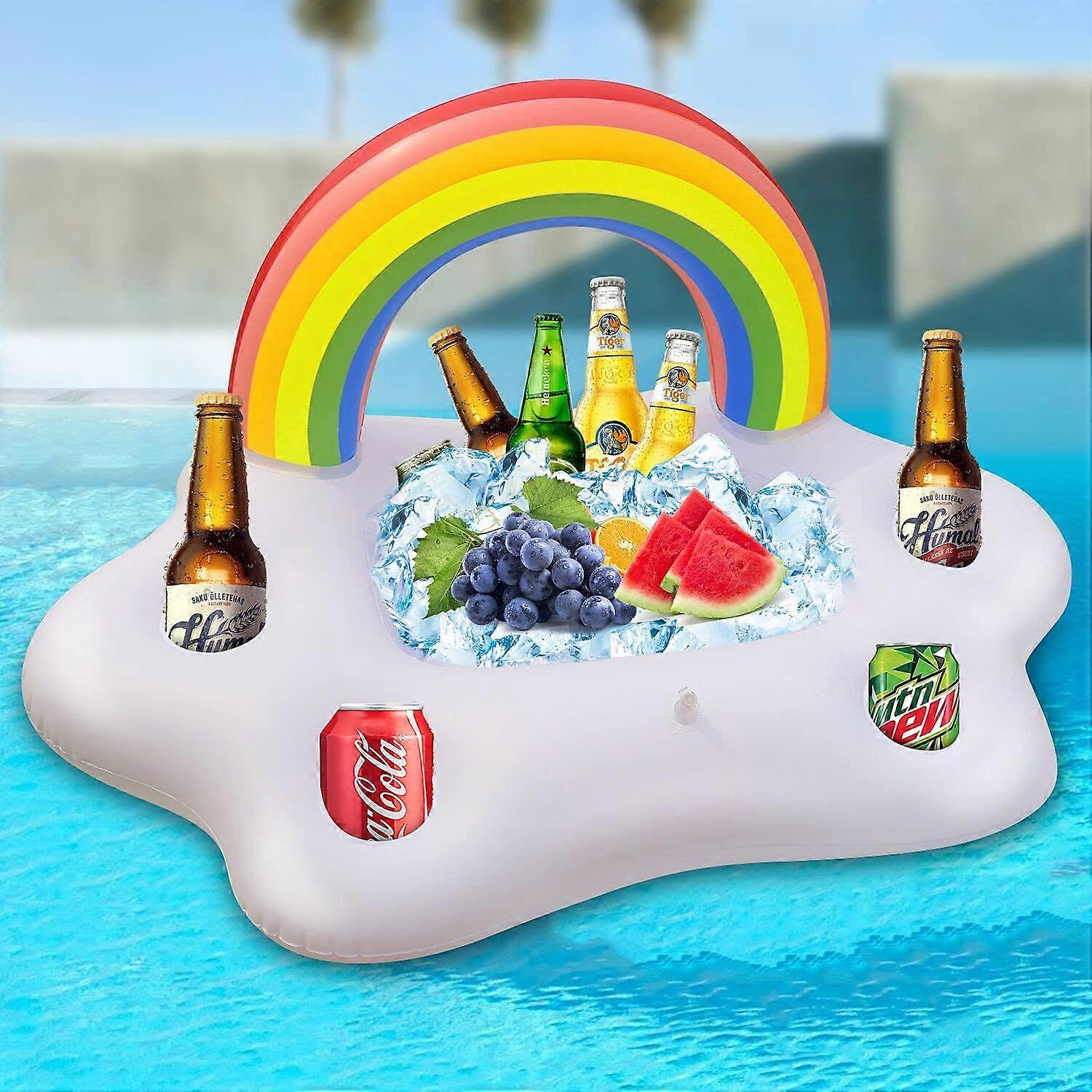Giant Inflatable Rainbow Cloud Drink Holder - Luxury Bar Accessory Float - Perfect for Summer Pool Parties