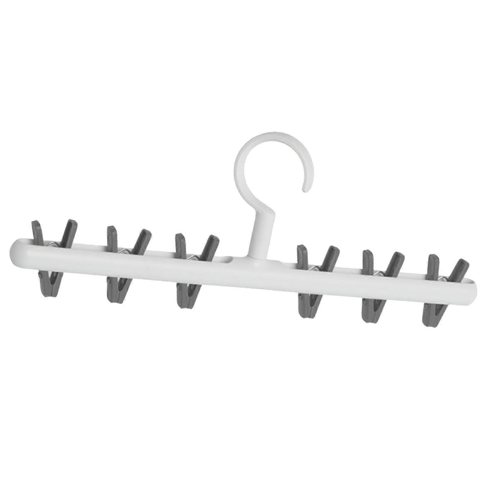 6-Pack Plastic Sock Clips Drying Rack 360 Rotatable Multifunctional Laundry Hanger Prevent Tangle White Gray