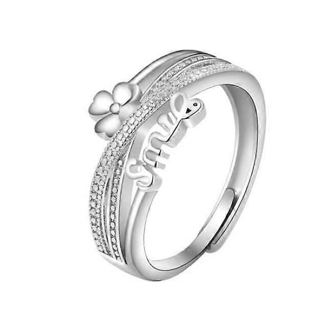 Anti-stressring Flower Smile Justerbar Silver